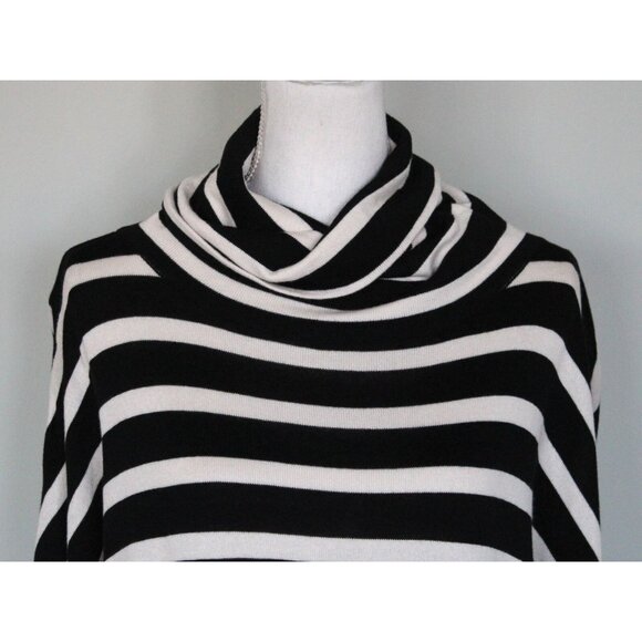 PLANET By LAUREN G Black & Cream Striped Turtleneck Sweater, One Size XS S M L - Picture 4 of 13